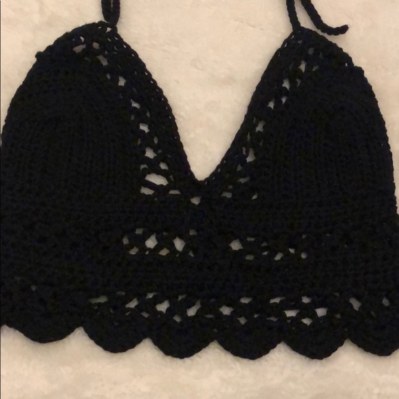 Crochet Black Halter Top - Picture 2 of 3